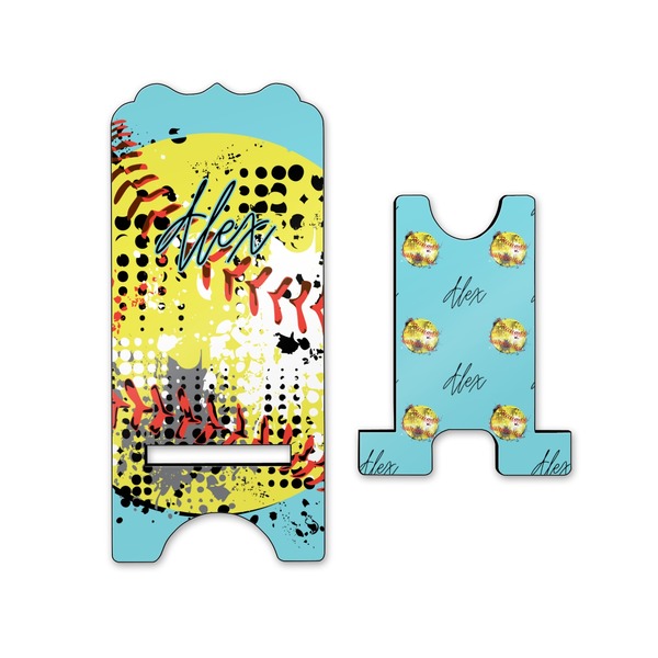 Softball Stylized Phone Stand - Front & Back - Small