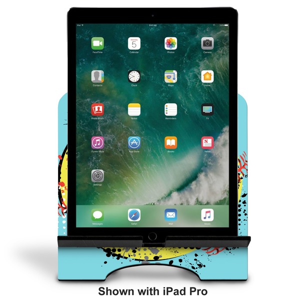 Softball Stylized Tablet Stand - Front with ipad