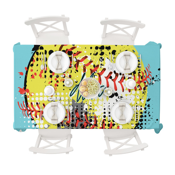 Softball Tablecloths (58"x102") - TOP VIEW (with plates)