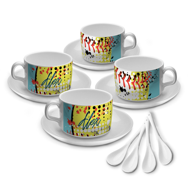 Custom Softball Tea Cup - Set of 4 (Personalized)