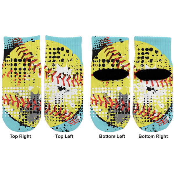 Softball Toddler Ankle Socks - Double Pair - Front and Back - Apvl