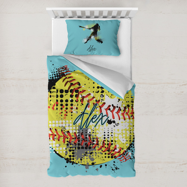 Custom Softball Toddler Bedding Set - With Pillowcase (Personalized)