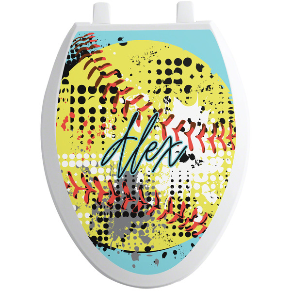 Softball Toilet Seat Decal Elongated