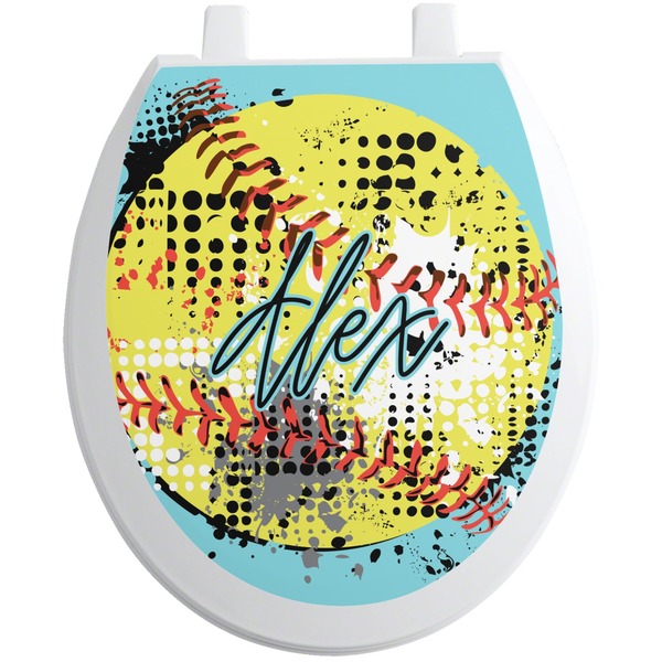 Custom Softball Toilet Seat Decal - Round (Personalized)