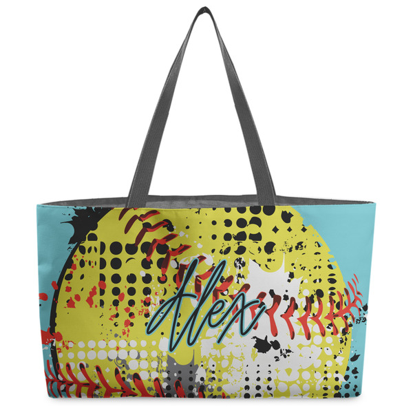 Custom Softball Beach Totes Bag - w/ Black Handles (Personalized)
