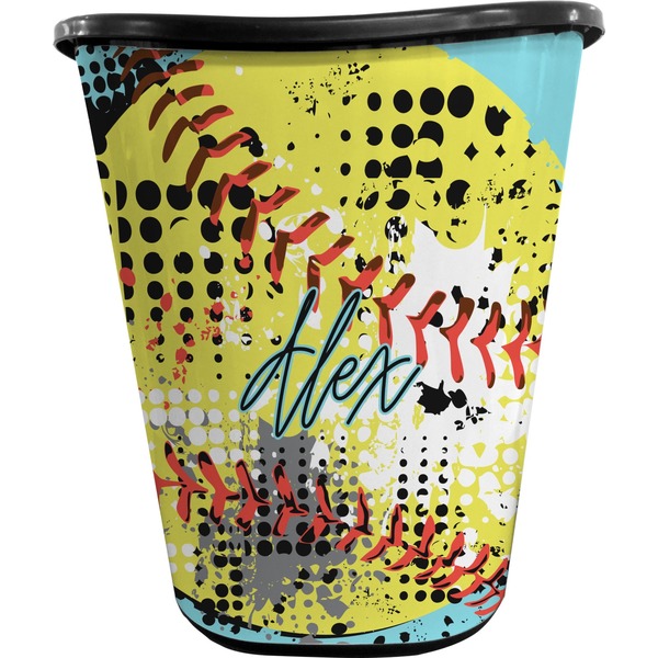 Softball Trash Can Black