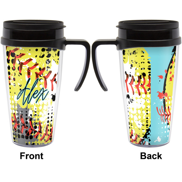 Softball Travel Mug with Black Handle - Approval