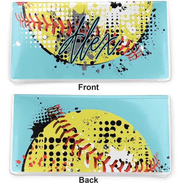 Softball Vinyl Check Book Cover - Front and Back