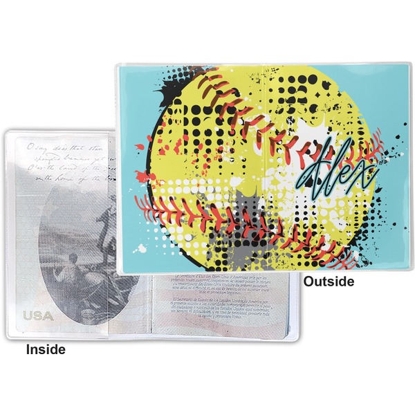 Softball Vinyl Passport Holder - Flat Front and Back
