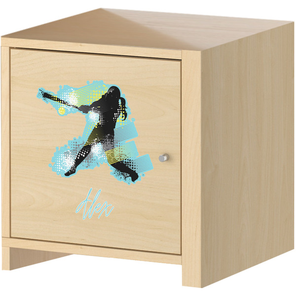 Softball Wall Graphic on Wooden Cabinet