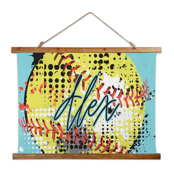 Custom Softball Wall Hanging Tapestry - Wide (Personalized)