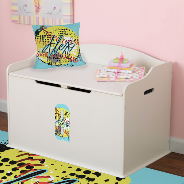 Softball Wall Name & Initial Small on Toy Chest