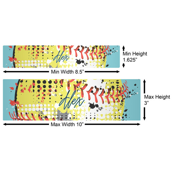 Softball Water Bottle Labels w/ Dimensions