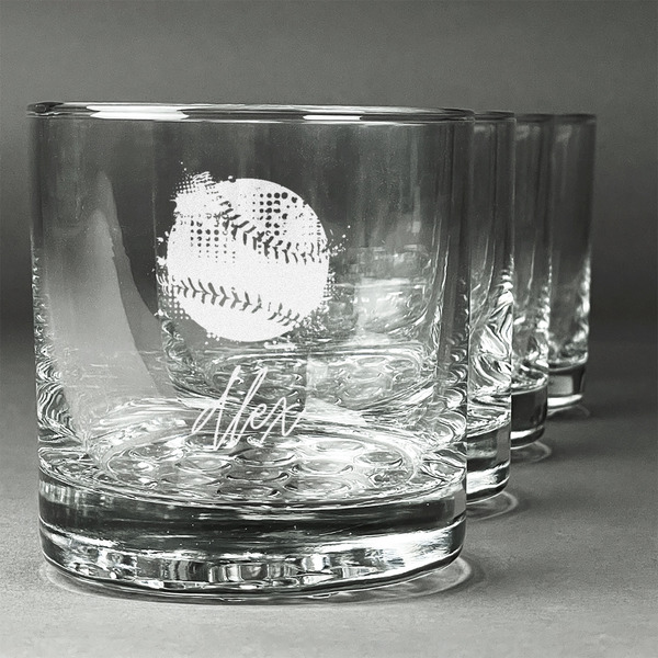 Custom Softball Whiskey Glasses (Set of 4) (Personalized)