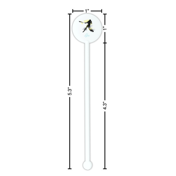 Softball White Plastic 5.5" Stir Stick - Round - Dimensions