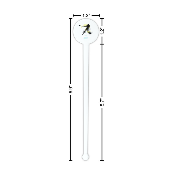 Softball White Plastic 7" Stir Stick - Round - Dimensions