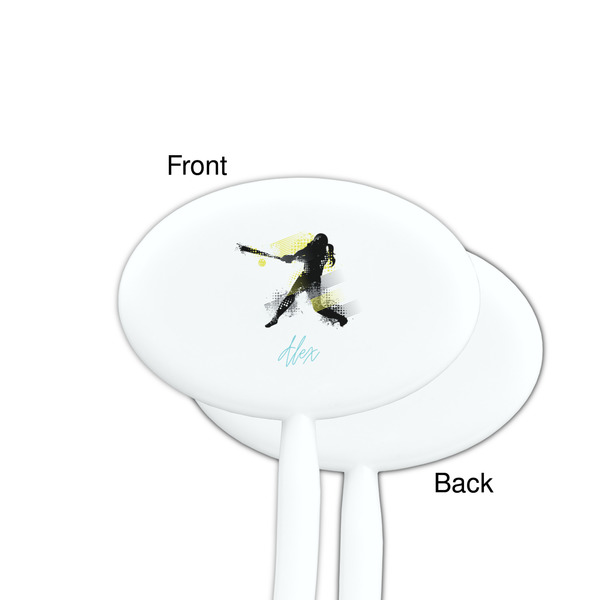 Softball White Plastic 7" Stir Stick - Single Sided - Oval - Front & Back