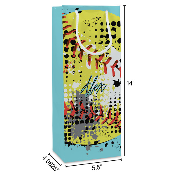 Softball Wine Gift Bag - Dimensions