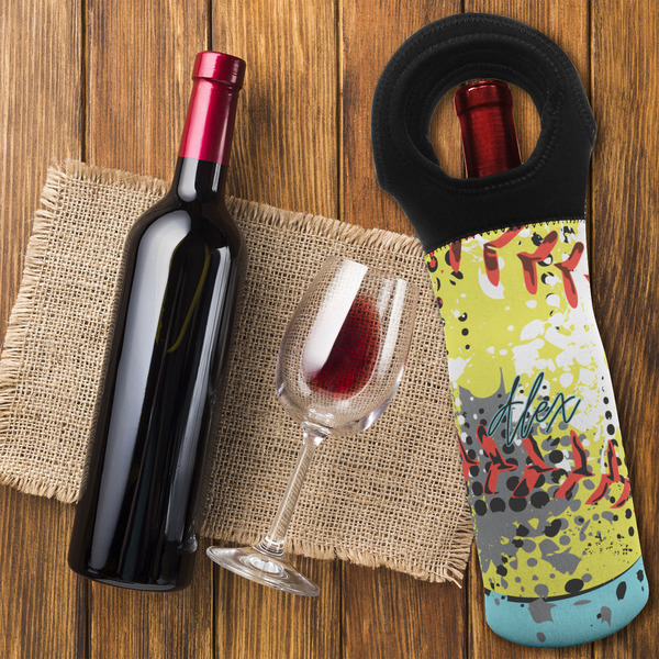 Softball Wine Tote Bag - FLATLAY
