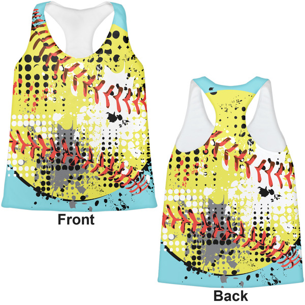 Softball Womens Racerback Tank Tops - Medium - Front and Back