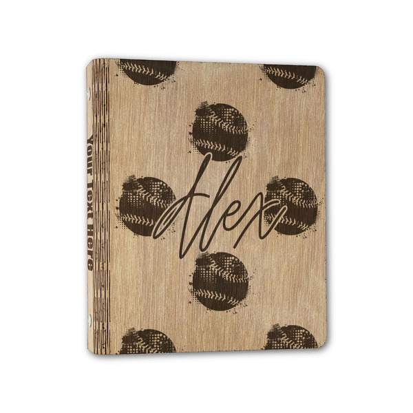Custom Softball Wood 3-Ring Binder - 1" Half-Letter Size (Personalized)