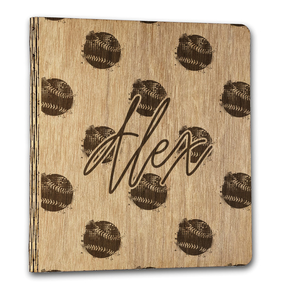 Softball Wood 3-Ring Binders - 1" Letter - Front