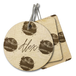 Softball Wood Luggage Tag (Personalized)