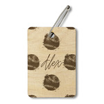 Softball Wood Luggage Tag - Rectangle (Personalized)