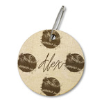 Softball Wood Luggage Tag - Round (Personalized)