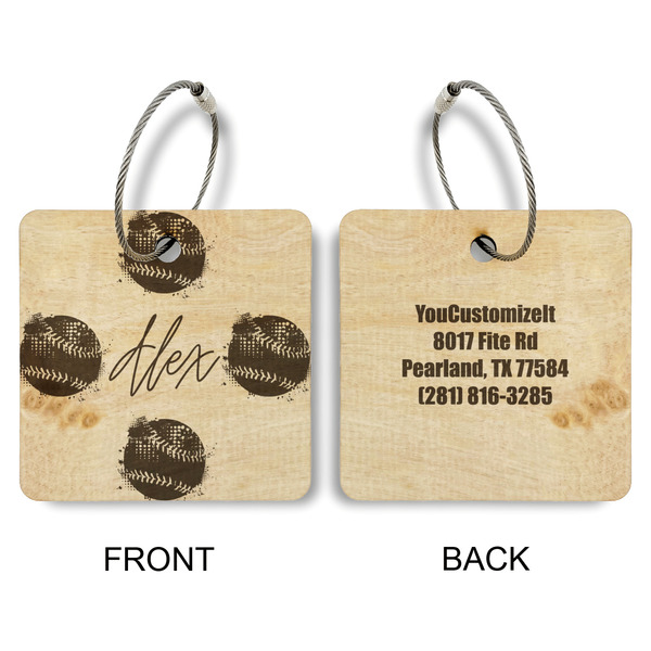 Softball Wood Luggage Tags - Square - Approval