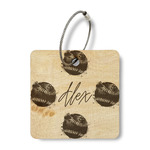 Softball Wood Luggage Tag - Square (Personalized)
