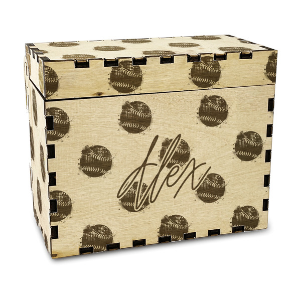 Custom Softball Wood Recipe Box - Laser Engraved (Personalized)