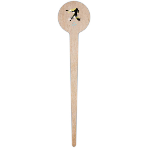 Softball Wooden 4" Food Pick - Round - Single Pick