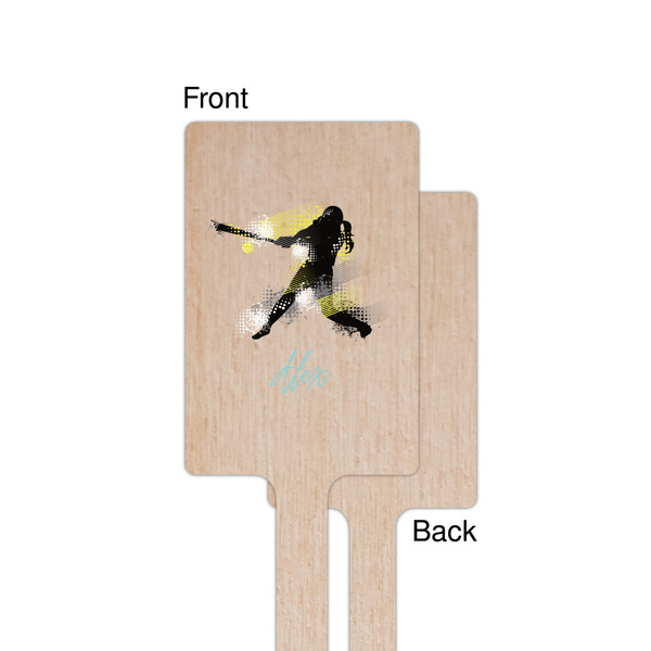Softball Wooden 6.25" Stir Stick - Rectangular - Single - Front & Back