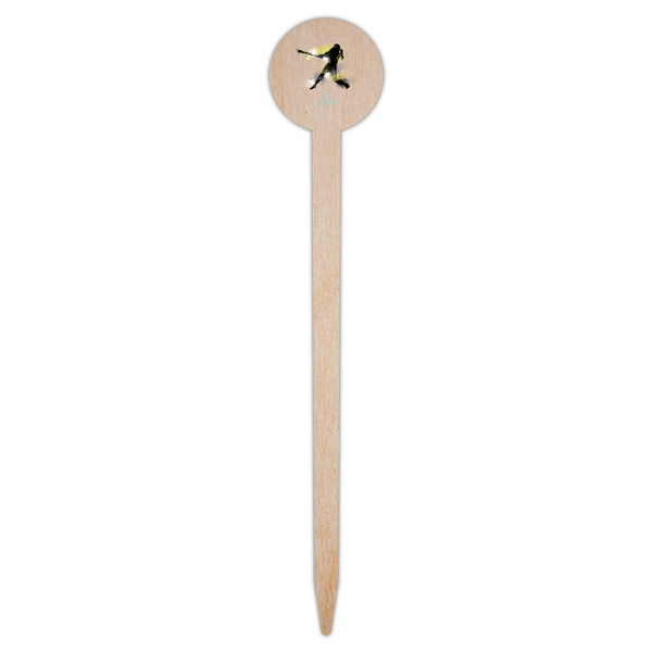 Softball Wooden 6" Food Pick - Round - Single Pick