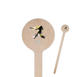 Softball 6" Round Wooden Stir Sticks - Single Sided (Personalized)