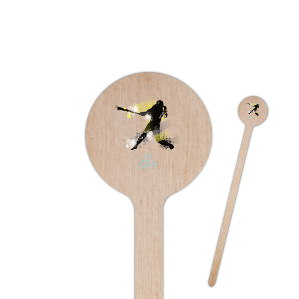 Custom Softball 6" Round Wooden Stir Sticks - Single Sided (Personalized)