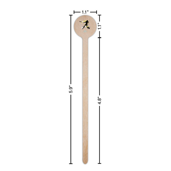 Softball Wooden 6" Stir Stick - Round - Dimensions