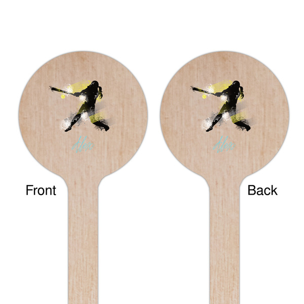 Softball Wooden 6" Stir Stick - Round - Double Sided - Front & Back