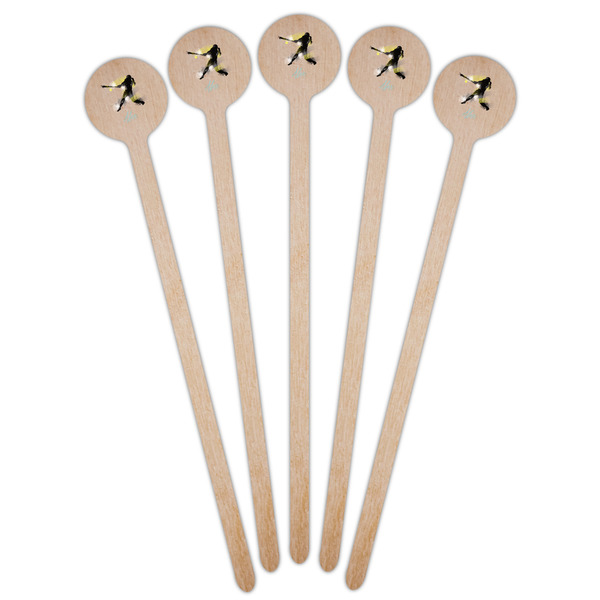 Softball Wooden 6" Stir Stick - Round - Fan View
