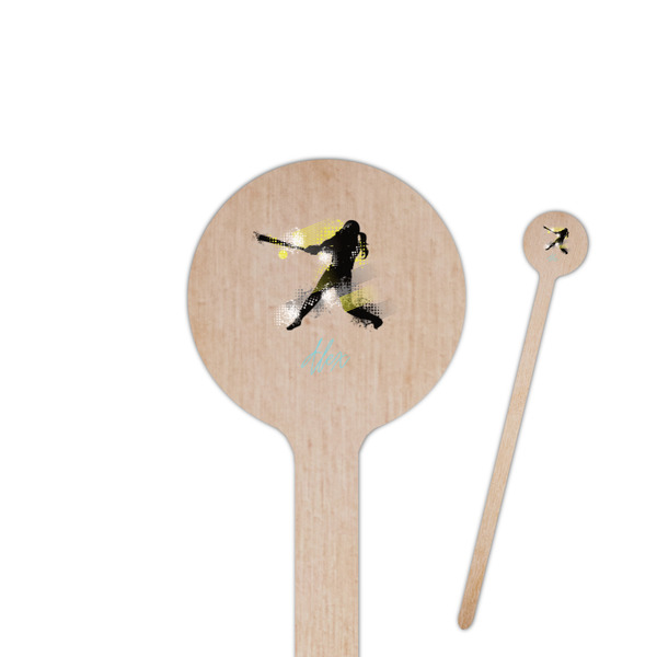 Custom Softball 7.5" Round Wooden Stir Sticks - Single Sided (Personalized)