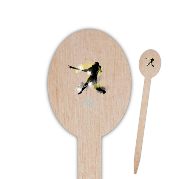 Custom Softball Oval Wooden Food Picks (Personalized)