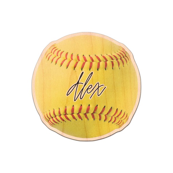 Custom Softball Genuine Maple or Cherry Wood Sticker (Personalized)