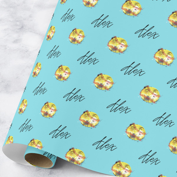 Custom Softball Wrapping Paper Roll - Large (Personalized)
