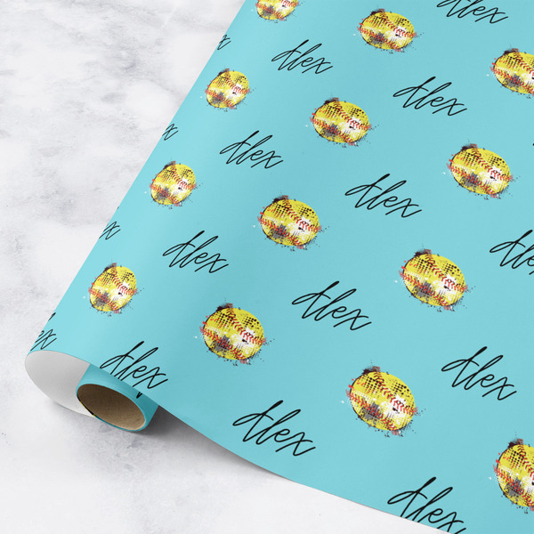 Custom Softball Wrapping Paper Roll - Small (Personalized)
