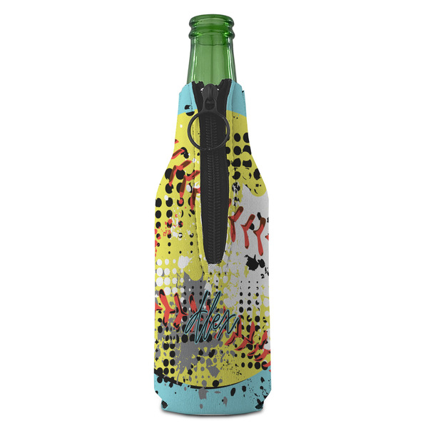 Softball Zipper Bottle Cooler - BACK (bottle)