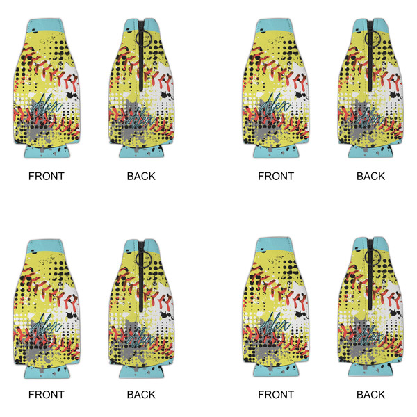 Softball Zipper Bottle Cooler - Set of 4 - APPROVAL