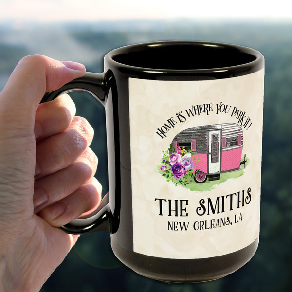 Camper 15oz. Black Mug - LIFESTYLE