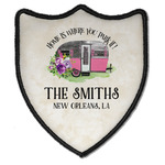 Camper Iron On Shield Patch B w/ Name or Text