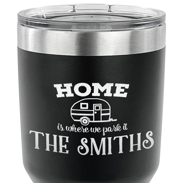 Camper 30 oz Stainless Steel Ringneck Tumbler - Black - CLOSE UP